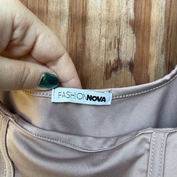 Fashion Nova Champagne Ribbed Crop Top (Size XS) - Picture 3 of 4